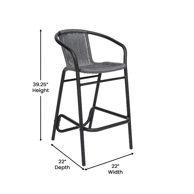 Tabouret de bar en rotin style restaurant, intérieur/extérieur