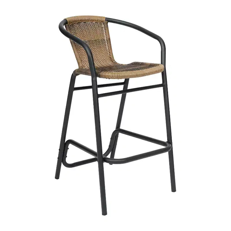 Tabouret de bar en rotin style restaurant, intérieur/extérieur