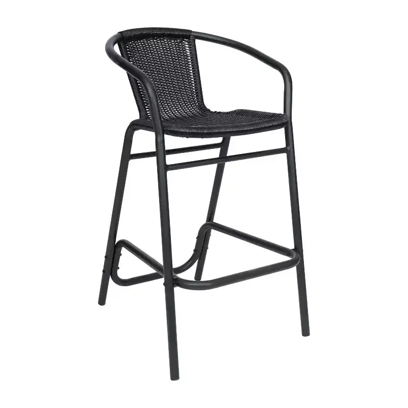 Tabouret de bar en rotin style restaurant, intérieur/extérieur