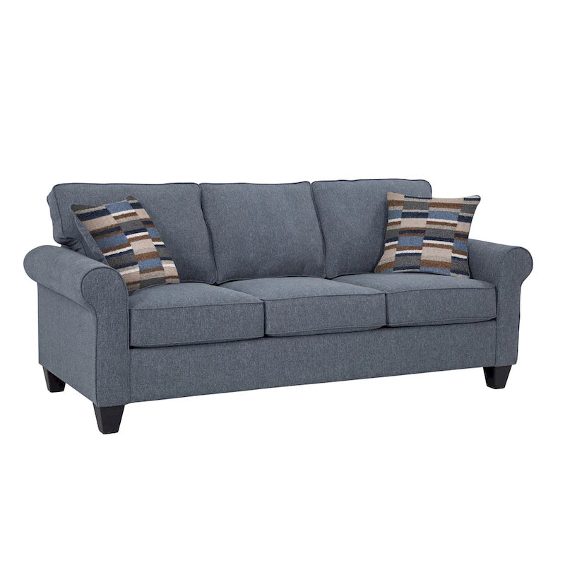 American Furniture Classics Model 8-010-A330V22 Eureka Rolled Arm Sofa with Two Pillows
