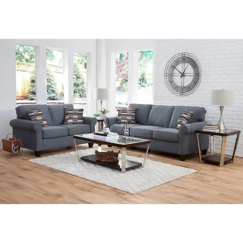 American Furniture Classics Model 8-010-A330V22 Eureka Rolled Arm Sofa with Two Pillows