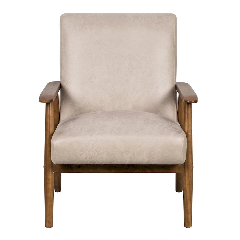 Beachwood Classic Wood/ Leather-look Microfiber Padded Seat Chair