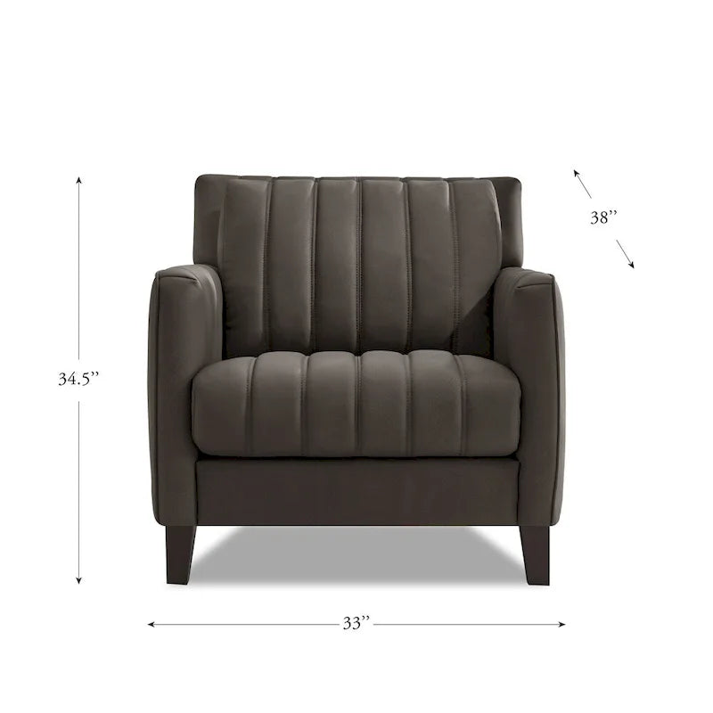 Hydeline Ennis Top Grain Leather Chair with Feather, Memory Foam and Springs