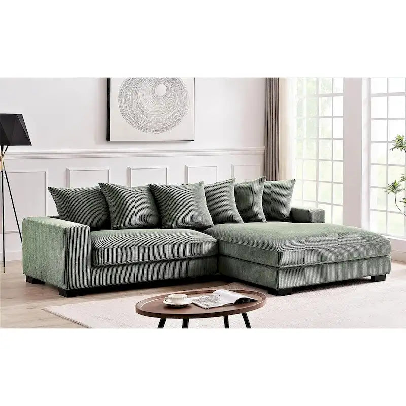 Us Pride Furniture Payan 102.4 Wide Corduroy L-Shape Sectional Sofa