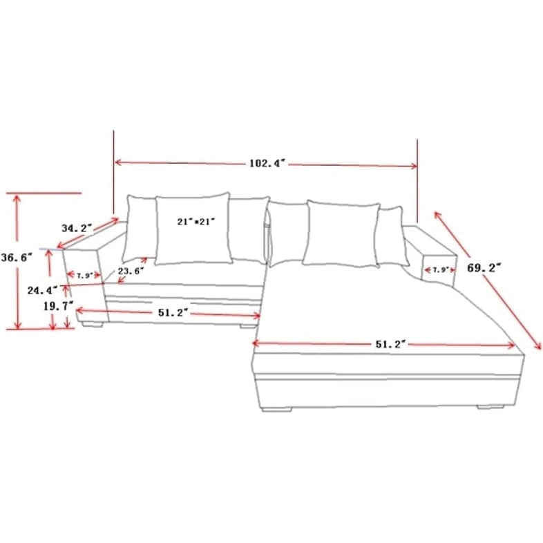 Us Pride Furniture Payan 102.4 Wide Corduroy L-Shape Sectional Sofa