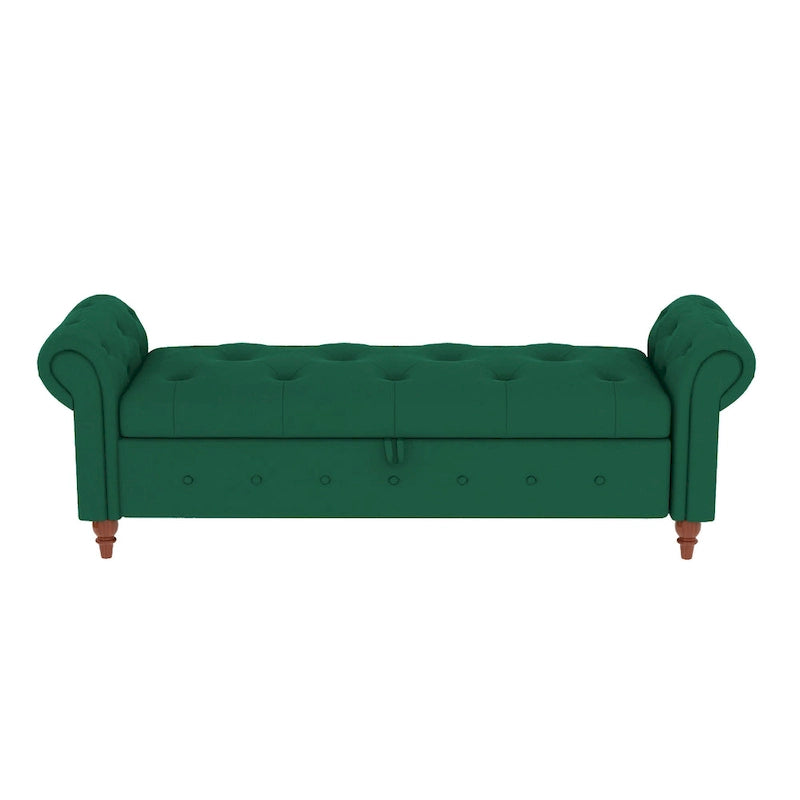 Modern Storage Bench Bed Bench with Rolled Arms