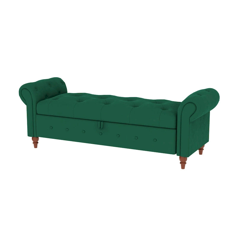 Modern Storage Bench Bed Bench with Rolled Arms