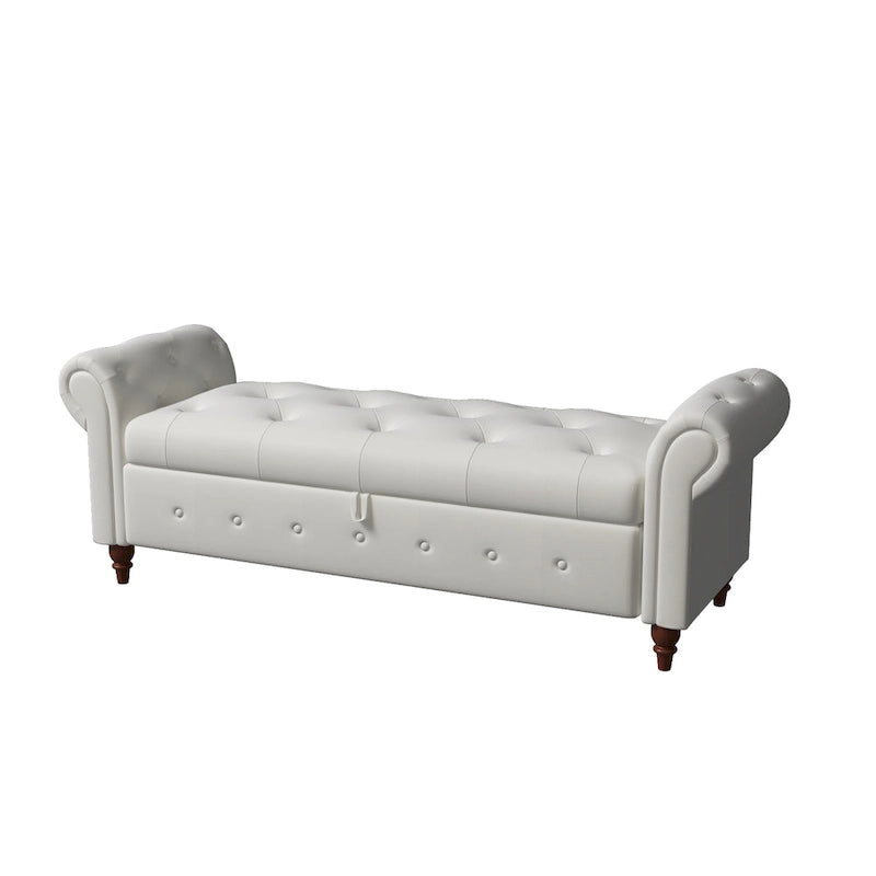 Modern Storage Bench Bed Bench with Rolled Arms