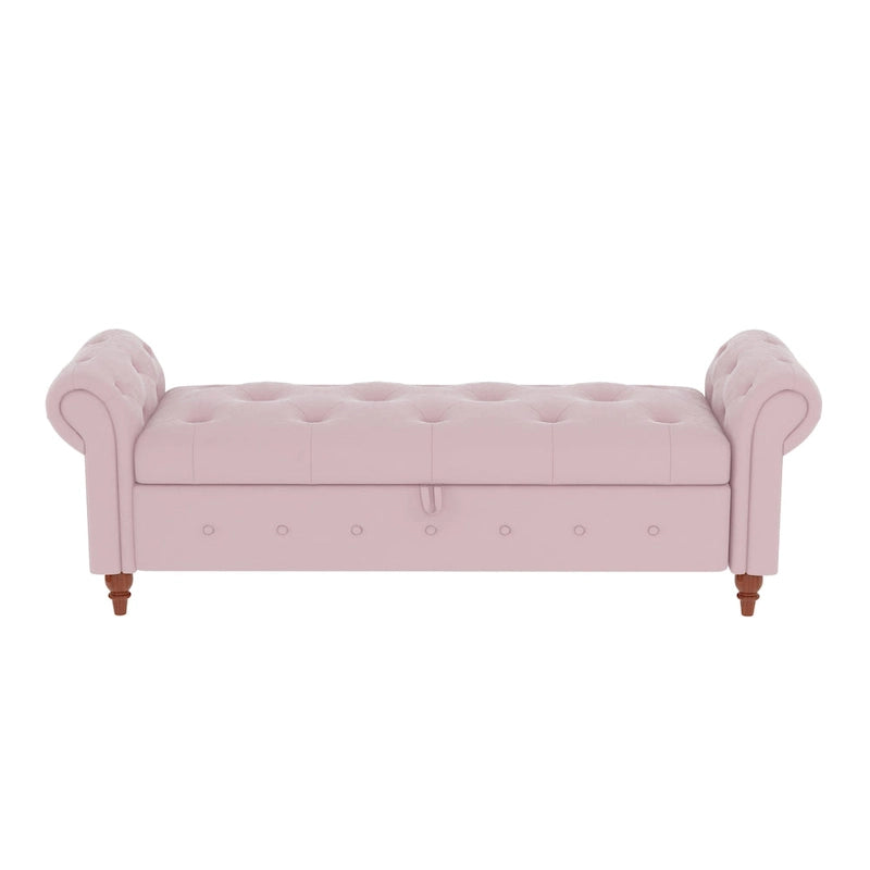 Modern Storage Bench Bed Bench with Rolled Arms