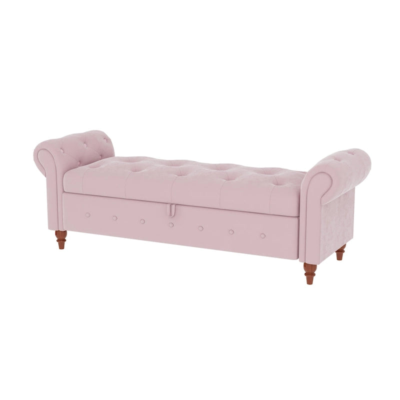 Modern Storage Bench Bed Bench with Rolled Arms