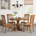 Eleanor Oak Round Solid Wood Top and Slat Back Chairs 5-piece Dining Set by iNSPIRE Q Classic