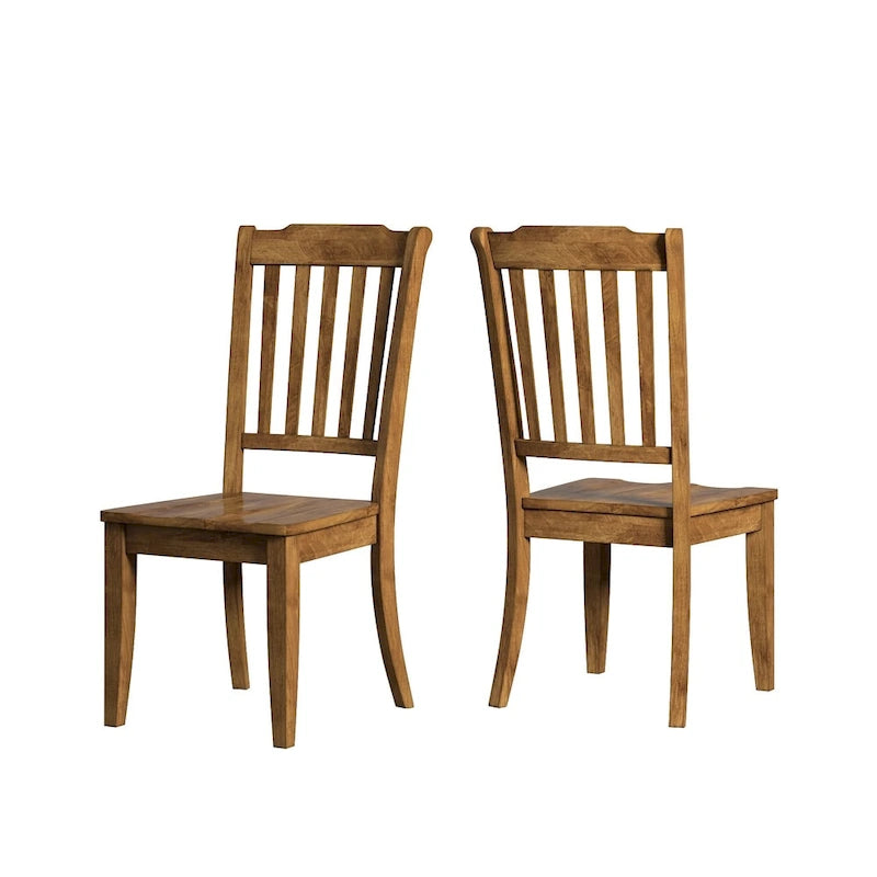 Eleanor Oak Round Solid Wood Top and Slat Back Chairs 5-piece Dining Set by iNSPIRE Q Classic