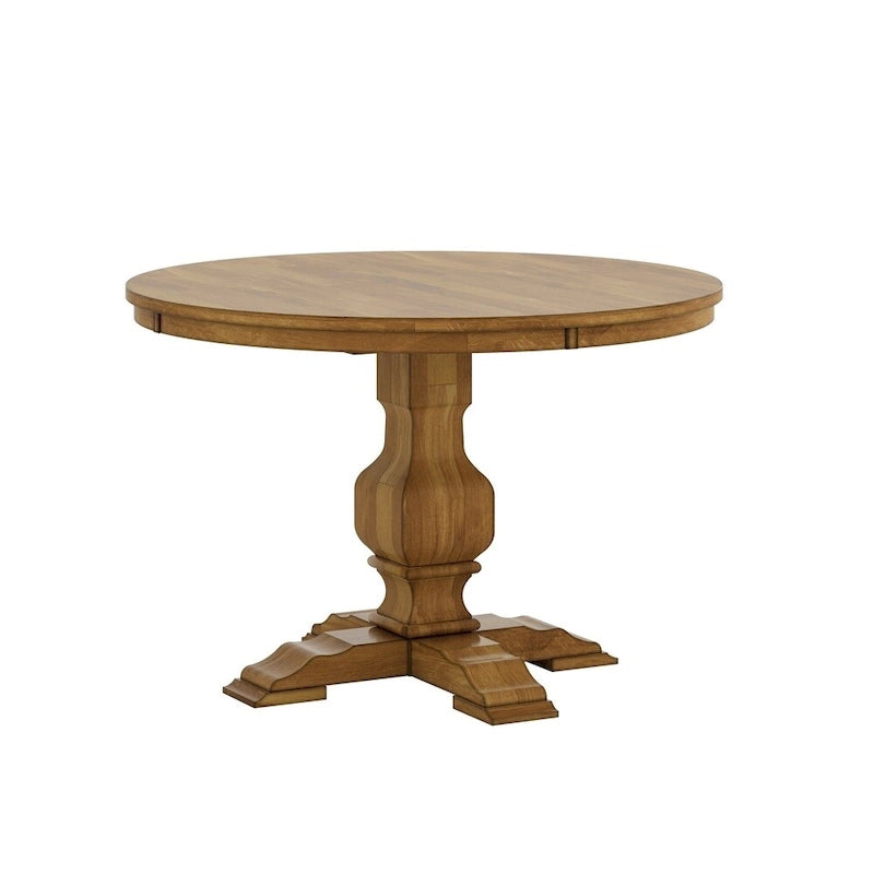 Eleanor Oak Round Solid Wood Top and Slat Back Chairs 5-piece Dining Set by iNSPIRE Q Classic