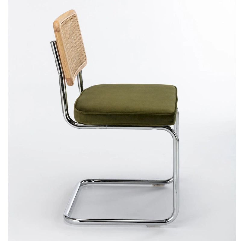 Latham Cane Back Velvet Side Chair (Set of 2)