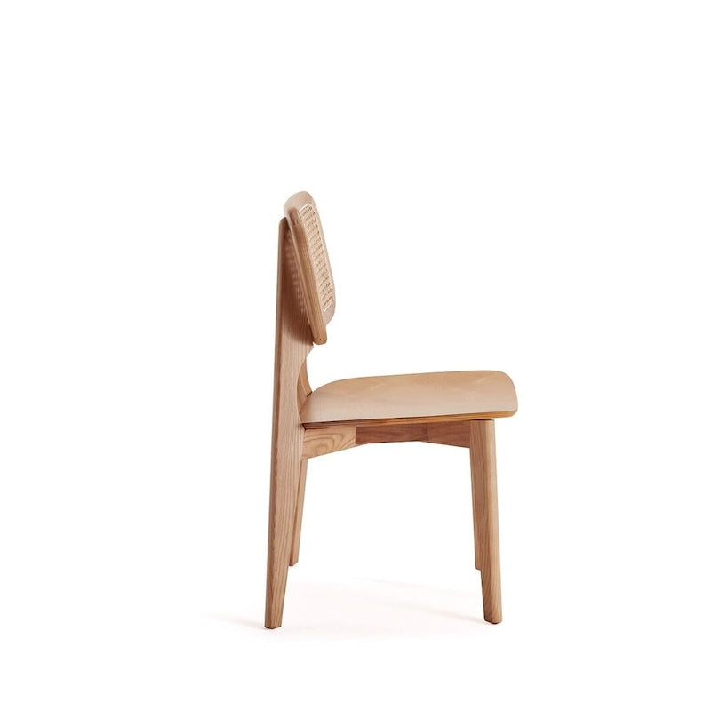 Manhattan Comfort Versailles Square Dining Chair in Black and Natural Cane - Set of 2