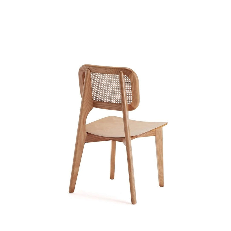 Manhattan Comfort Versailles Square Dining Chair in Black and Natural Cane - Set of 2
