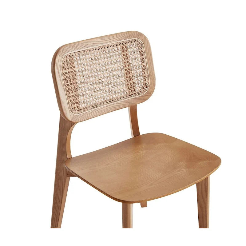 Manhattan Comfort Versailles Square Dining Chair in Black and Natural Cane - Set of 2