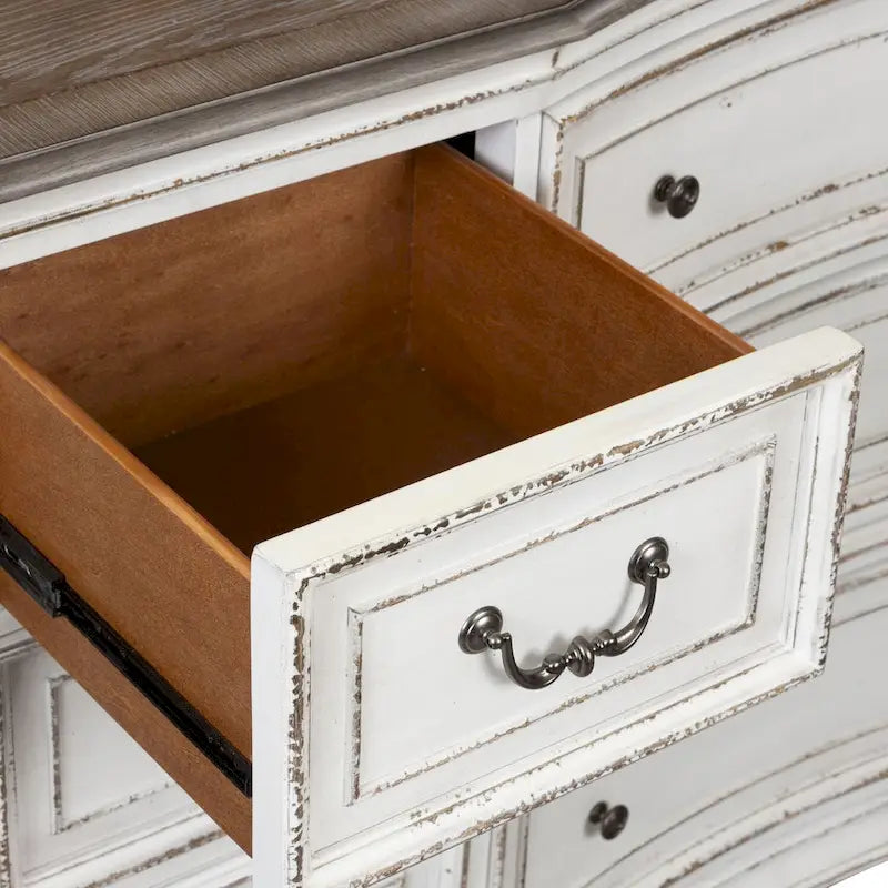 Magnolia Manor Antique White Weathered Bark 9 Drawer Dresser