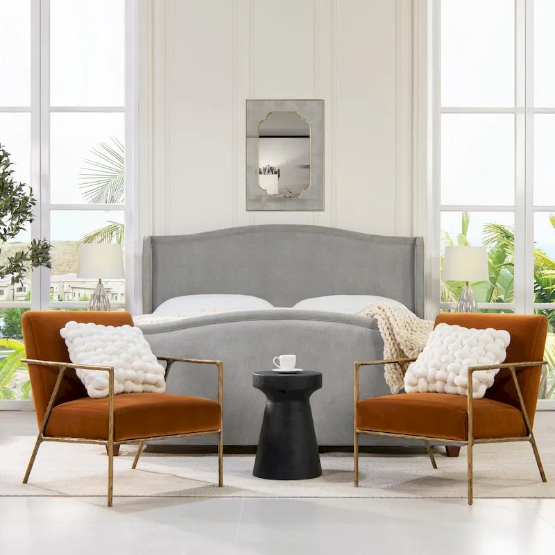 Aerin 24.5 Hammered Brass Velvet Accent Arm Chair