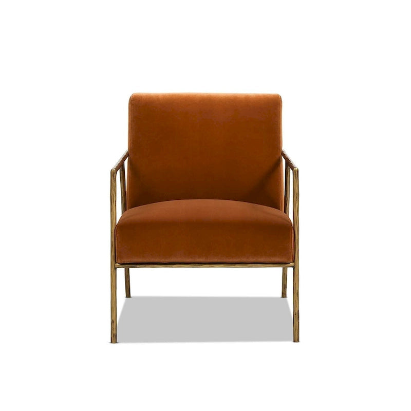 Aerin 24.5 Hammered Brass Velvet Accent Arm Chair