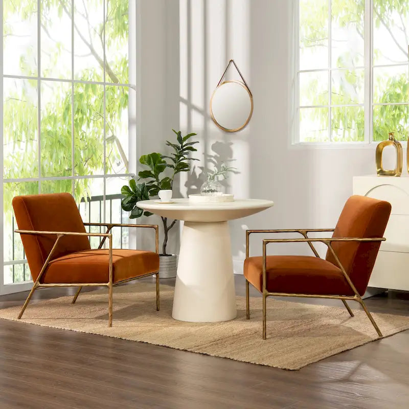 Aerin 24.5 Hammered Brass Velvet Accent Arm Chair