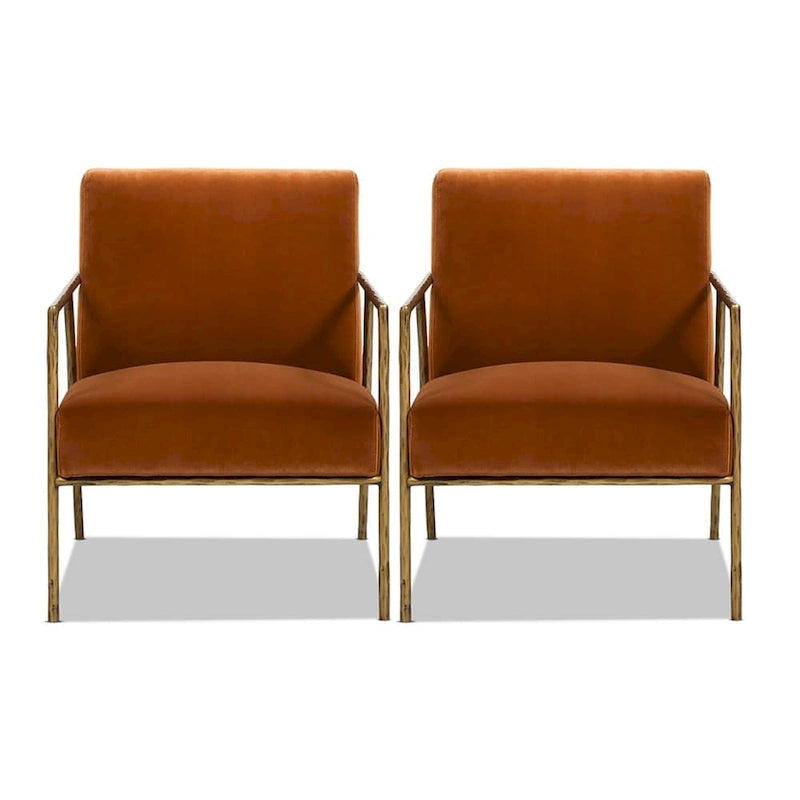Aerin 24.5 Hammered Brass Velvet Accent Arm Chair