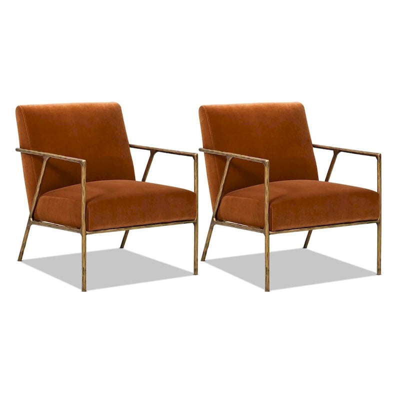 Aerin 24.5 Hammered Brass Velvet Accent Arm Chair