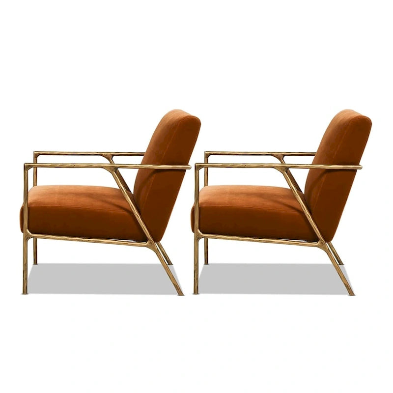 Aerin 24.5 Hammered Brass Velvet Accent Arm Chair