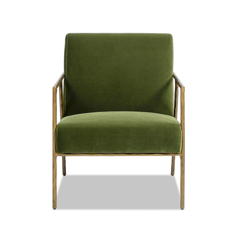Aerin 24.5 Hammered Brass Velvet Accent Arm Chair
