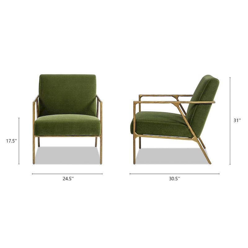 Aerin 24.5 Hammered Brass Velvet Accent Arm Chair