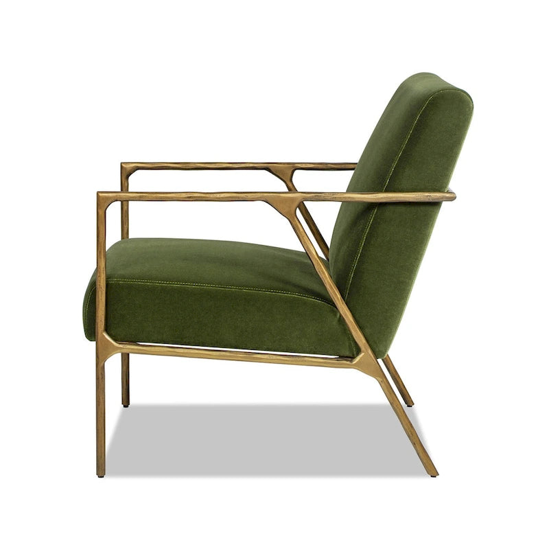 Aerin 24.5 Hammered Brass Velvet Accent Arm Chair