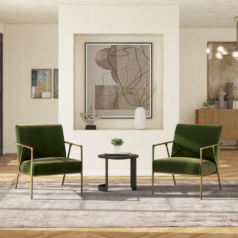 Aerin 24.5 Hammered Brass Velvet Accent Arm Chair