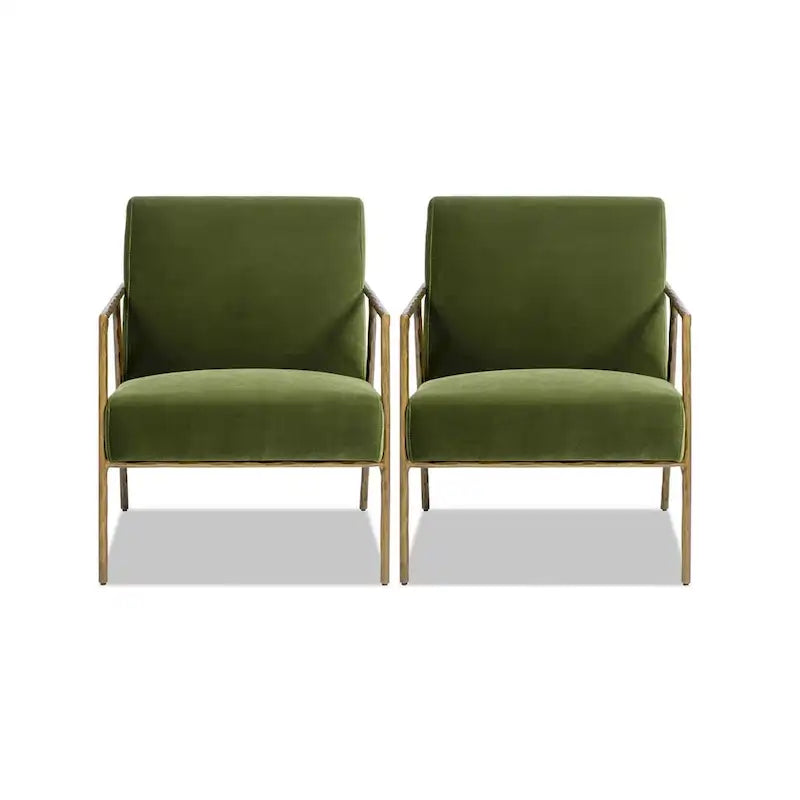 Aerin 24.5 Hammered Brass Velvet Accent Arm Chair