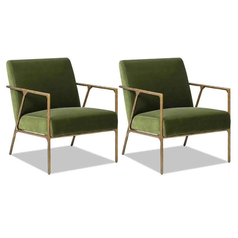 Aerin 24.5 Hammered Brass Velvet Accent Arm Chair
