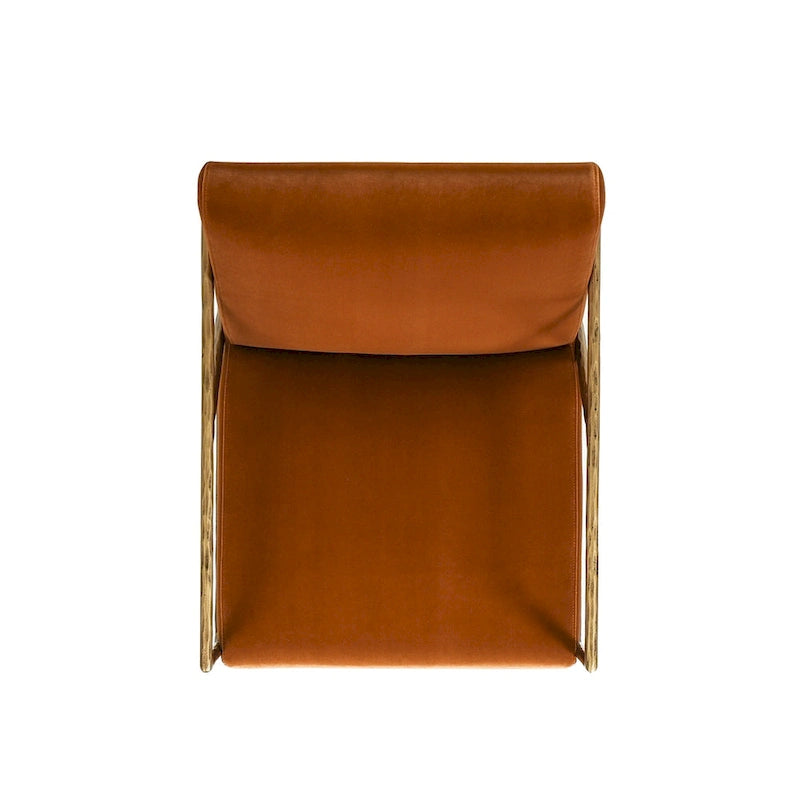 Aerin 24.5 Hammered Brass Velvet Accent Arm Chair