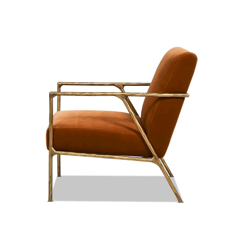 Aerin 24.5 Hammered Brass Velvet Accent Arm Chair