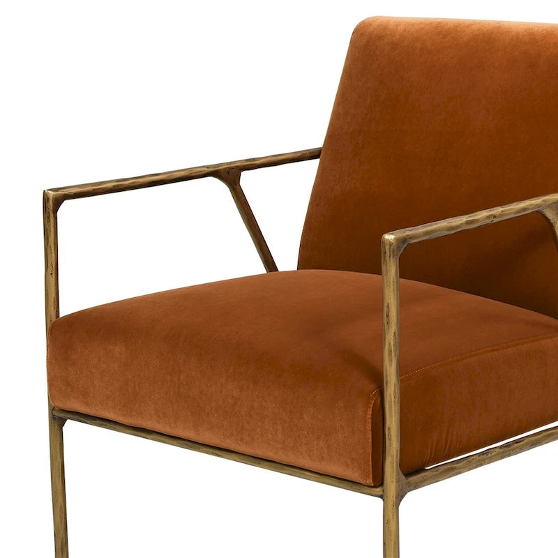 Aerin 24.5 Hammered Brass Velvet Accent Arm Chair