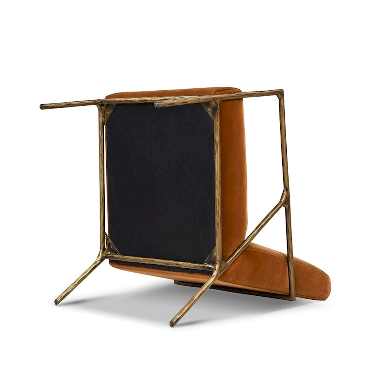 Aerin 24.5 Hammered Brass Velvet Accent Arm Chair