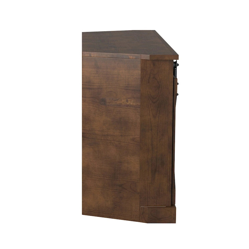 Bridgevine Home Farmhouse 66 inch Corner TV Stand for TVs up to 80 inches, No Assembly Required, Aged Whiskey Finish