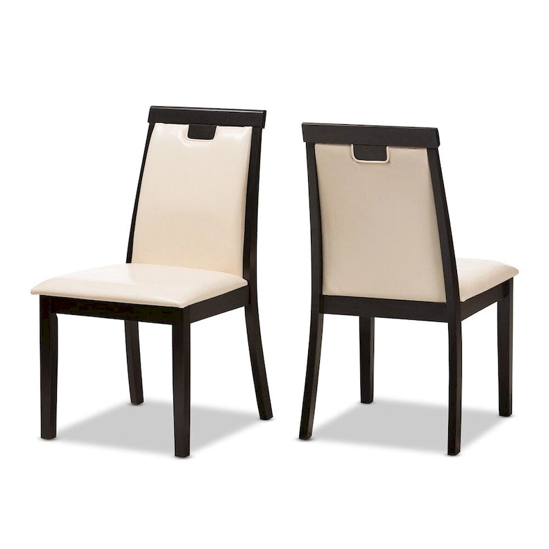Contemporary Beige Faux Leather 5-Piece Dining Set by Baxton Studio