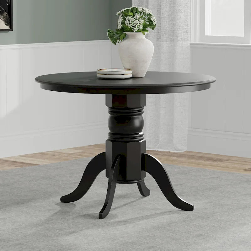 5-Piece Dining Set, 42 Round Pedestal Table and Slat Back Chairs
