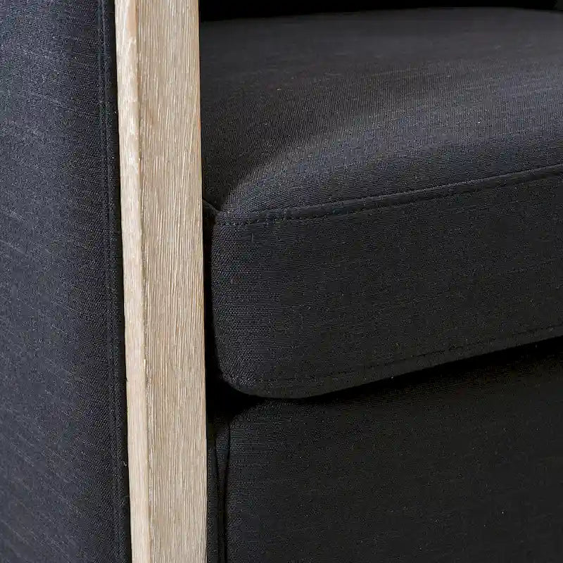 KINWELL 31W Oak Frame Upholstered Swivel Barrel Armchair