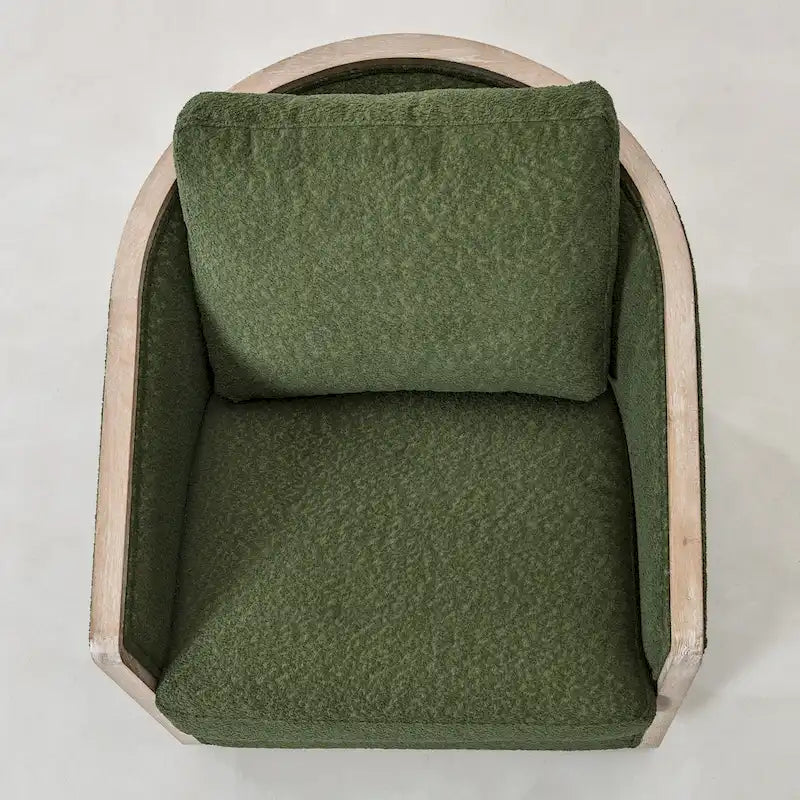 KINWELL 31W Oak Frame Upholstered Swivel Barrel Armchair