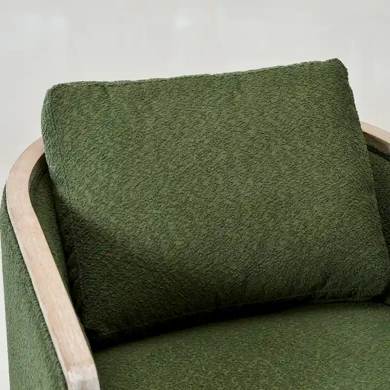 KINWELL 31W Oak Frame Upholstered Swivel Barrel Armchair