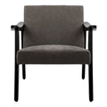 Faux Leather Accent Chair Solid Wood Armchair in Black Finish