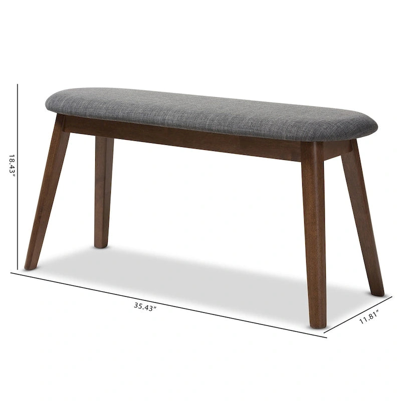 Mid-Century Fabric Upholstered Bench by Baxton Studio