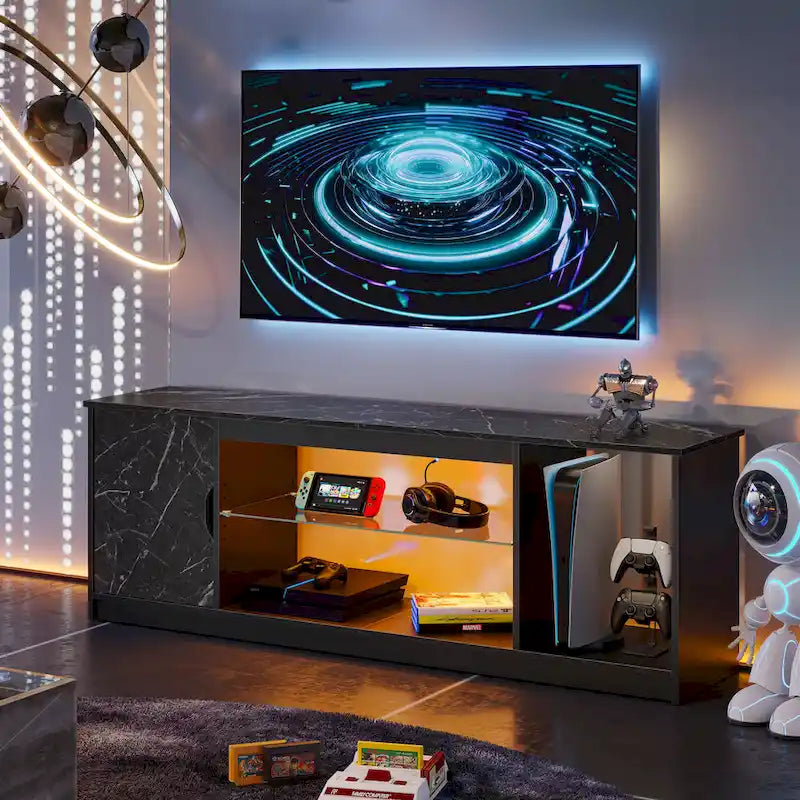 Modern TV Stand for up to 65 TVs Gaming Entertainment Center with Adjustable Shelves for PS5 - 58 inches