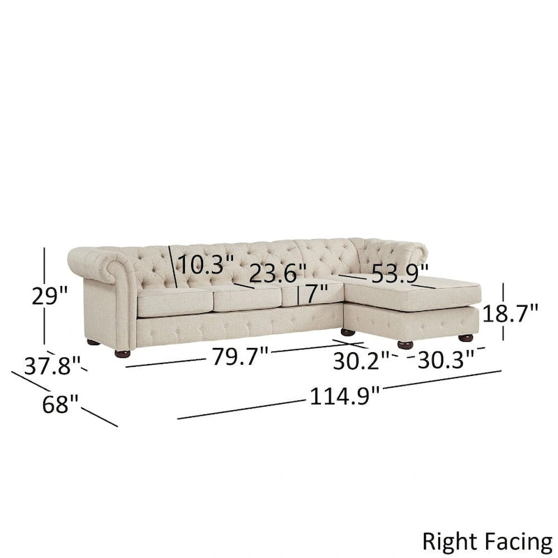 Knightsbridge Chesterfield 4-Seat Sofa and Chaise by iNSPIRE Q Artisan