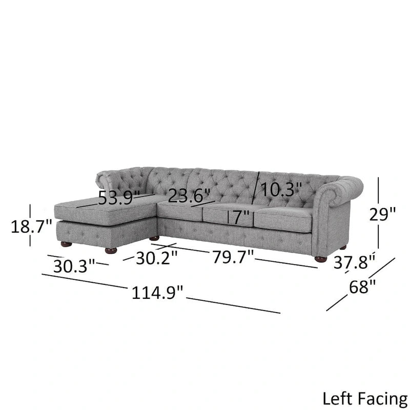 Knightsbridge Chesterfield 4-Seat Sofa and Chaise by iNSPIRE Q Artisan