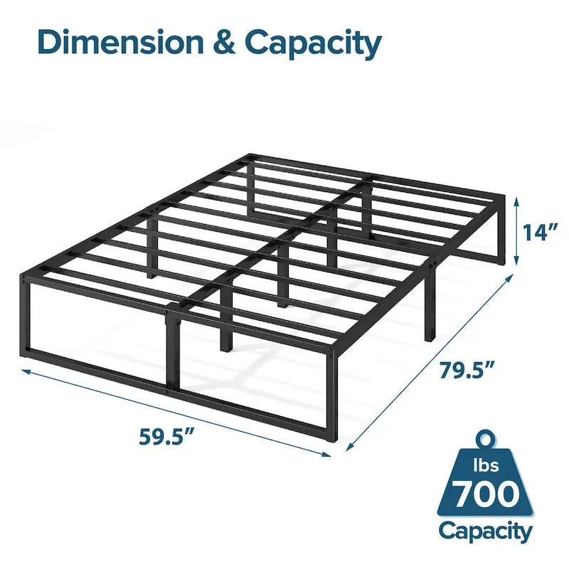 Priage by Zinus Black Metal 14-inch Platform Bed
